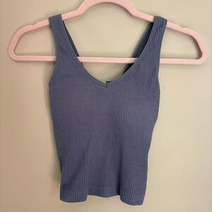Women's Ribbed Blue Tank Top